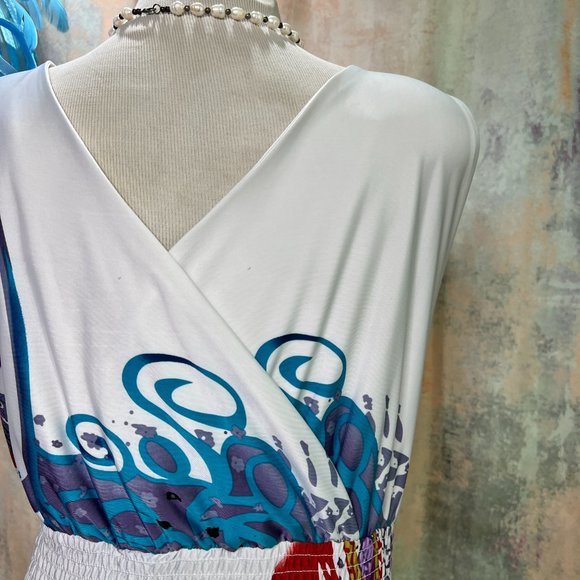 📌The Pyramid Collection Awesome Print Plus Size Maxi Dress w/ Elastic Waistline - Picture 8 of 14